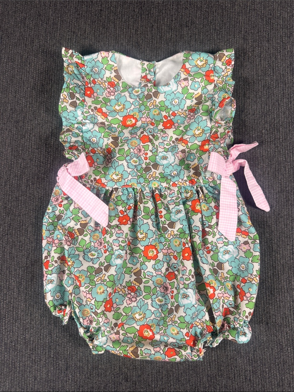 Smock Monkey Baby Girl Bubble Floral Gingham Bow Romper 12 Month Infant Toddler